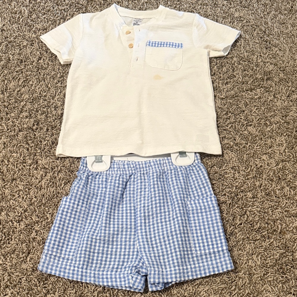 Kids Cream and Blue Matching Set